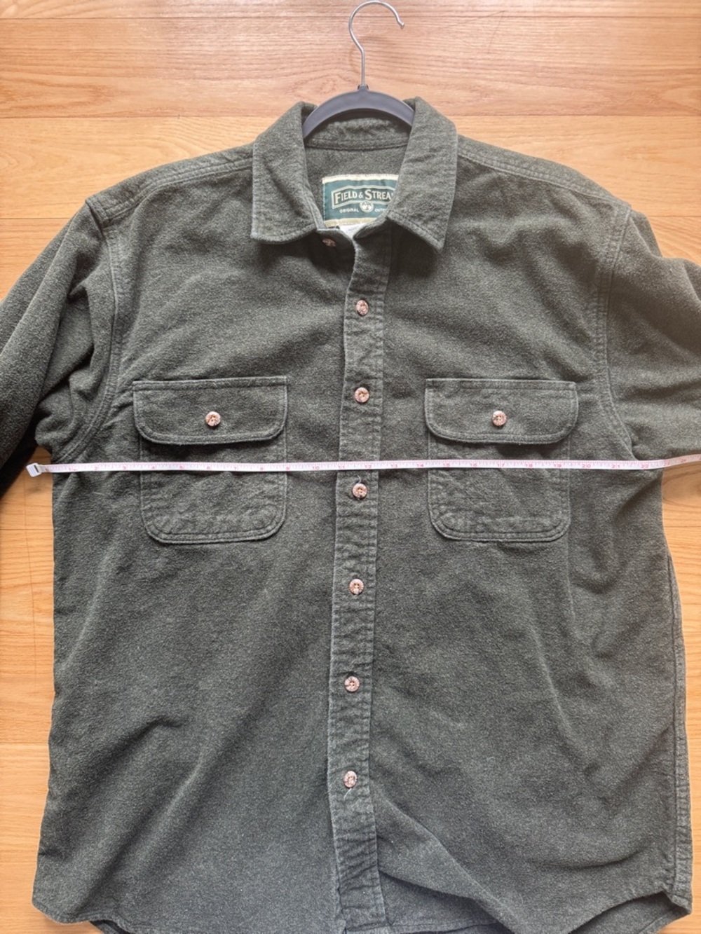Field & Stream Button Down Shirt Large Green Flannel Workwear Outdoors Shacket - Picture 6 of 9